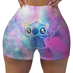 Custom Stitch Ohana Cartoon Gym Biker Running Shorts Women's Workout Yoga Shorts