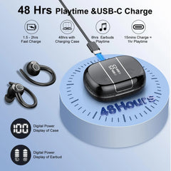 Headphones Wireless Earbuds Sport , 48H Wireless Earphones with HD Mic, IP7 Waterproof Earbud for Sports/Running/Workout.