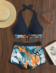 High-Waist Floral Bikini Set – Sporty &amp; Stylish Summer Swimwear