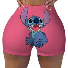 Custom Stitch Ohana Cartoon Gym Biker Running Shorts Women's Workout Yoga Shorts