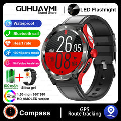 Smart Watch 3ATM Waterproof 1.53" KT76 Men Sport Compass LED Flashlight Heart Rate Health Sleep Analysis Bluetooth Call Watch