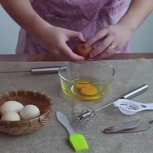 Stainless Steel Egg Beater Durable Semi-Automatic Mixer for Effortless Egg Cream Mixing Stirring and Beating for Kitchen Baking